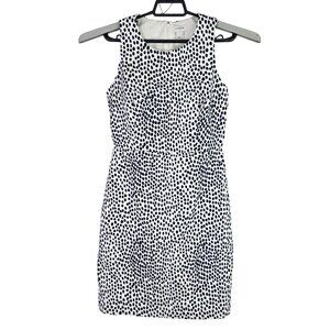 Womens J. Crew Sleeveless Black & White Polka Dot Sheath Dress 100% Cotton 0